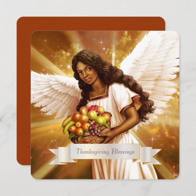 Bendiciones de Acción de Gracias. Tarjeta plana re (Anverso / Reverso)