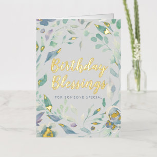 Bendiciones de Cumpleaños Floral Acuarela Púrpura