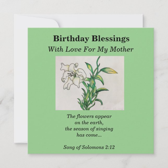 Bendiciones de cumpleaños madre Lily Flores Biblia (Anverso)