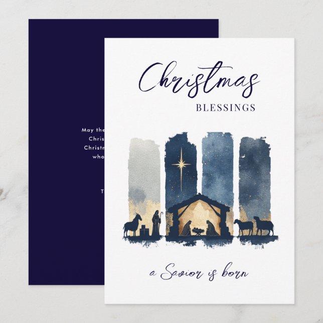Bendiciones de Navidad Escena de la Natividad en A (Anverso / Reverso)