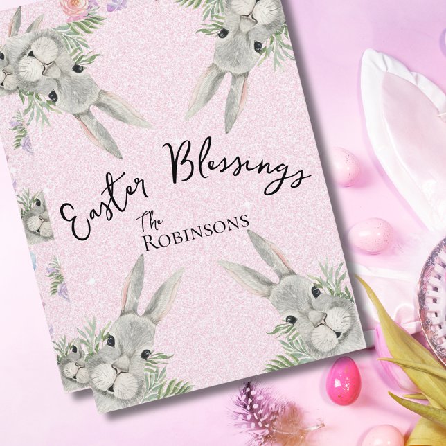 Bendiciones de Pascua Curiosas Hojas Rosa de Bunny (Subido por el creador)