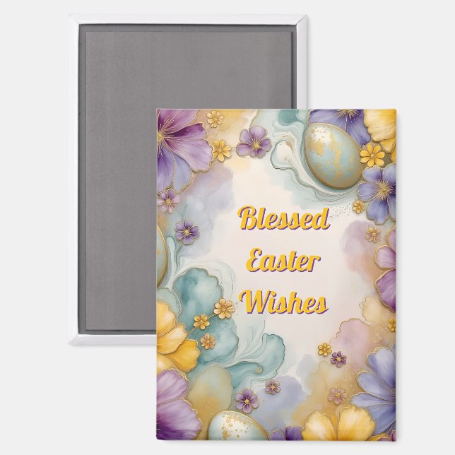 ~ BENDICIONES DE PASCUA ~ Huevos Flores ~  Imán (Anverso/Reverso)