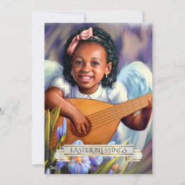 Bendiciones de Pascua. Pequeño ángel con tarjeta p