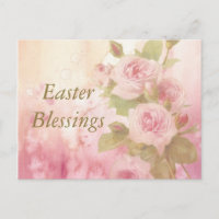 Bendiciones de Pascua | Postal de Rosas de época