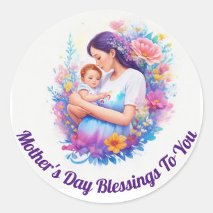 Bendiciones del Día de la Madre Calcomanía Redonda