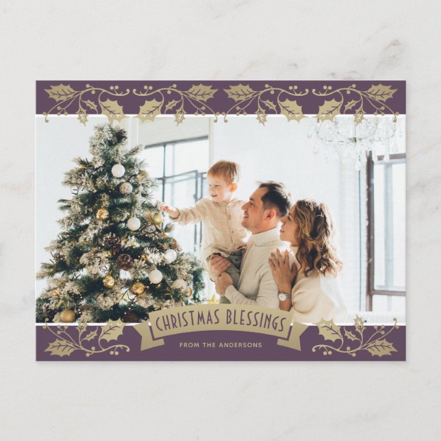 Bendiciones elegantes de Navidad Foto cristiana (Anverso)