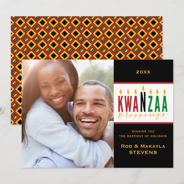 Bendiciones navideñas de Kwanzaa | 1 Tarjeta fotog (Anverso / Reverso)