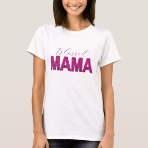 Bendita camiseta de mamá con texto floral rosado -