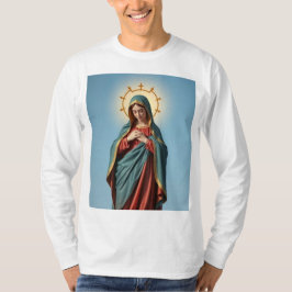 Bendita camiseta de tee de manga de la Virgen Marí