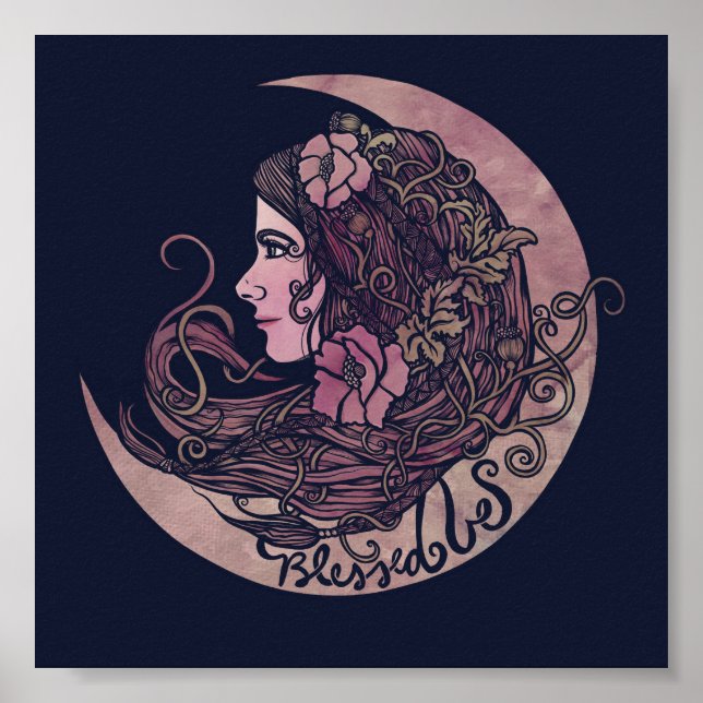 Bendita sea la diosa de la luna arte pagano (Frente)