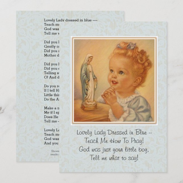 Bendita tarjeta de poema Virgin Mary Catholic Pray (Anverso / Reverso)