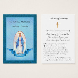 Bendita Virgen María Católica Funeral Santa Tarjet