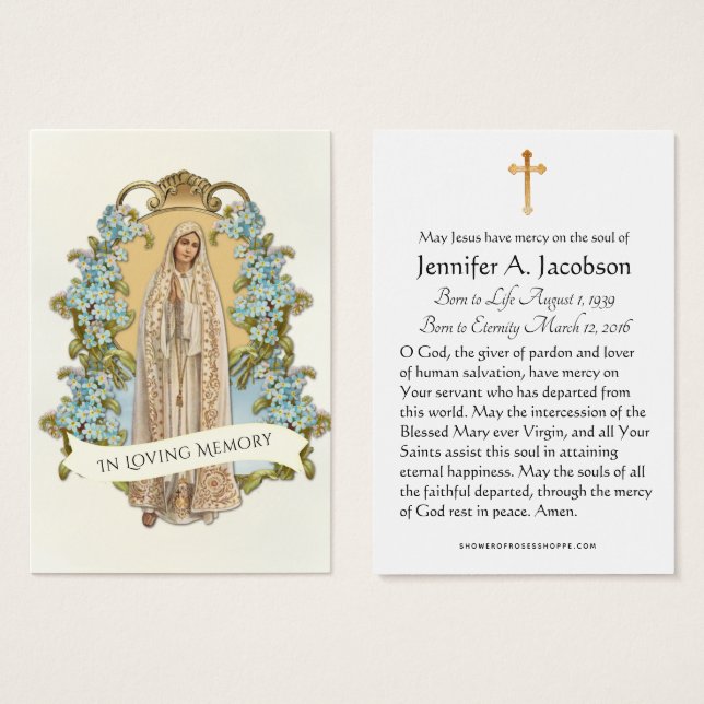 Bendita Virgen María Funeral Memorial Tarjeta Sant (Anverso y reverso)