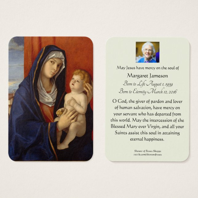 Bendita Virgen María Jesús Oración Funeral (Anverso y reverso)