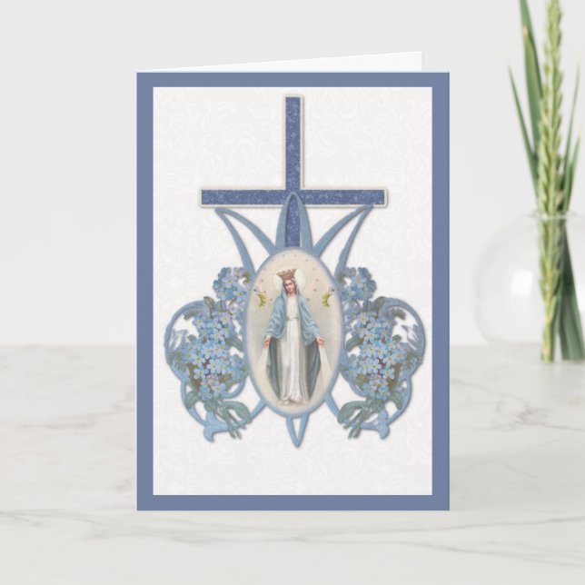Bendita Virgen María Madre con tarjeta de flores (Anverso)