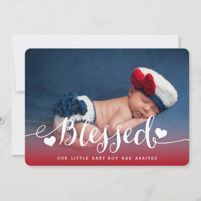 Bendito | Anuncio de nacimiento de Baby Boy (Anverso)