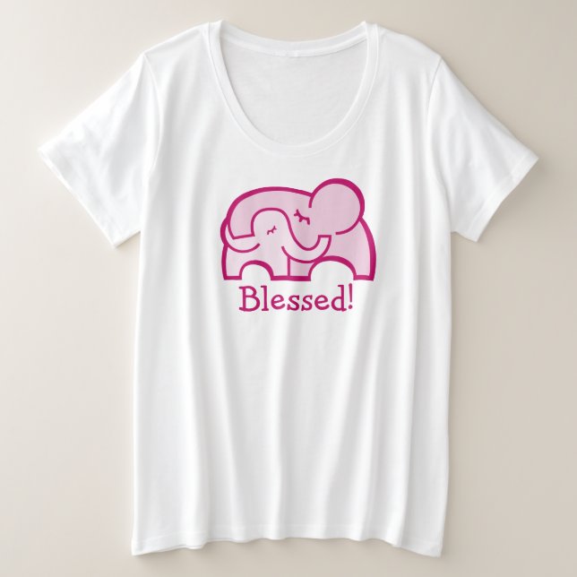 ¡Bendito! elefante abraza camiseta rosa de materni (Anverso del diseño)
