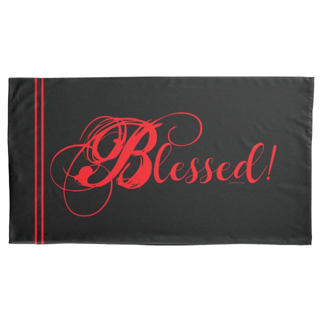 ¡Bendito! Juego de fundas de almohada (negro/rojo) (Anverso-izquierdo)
