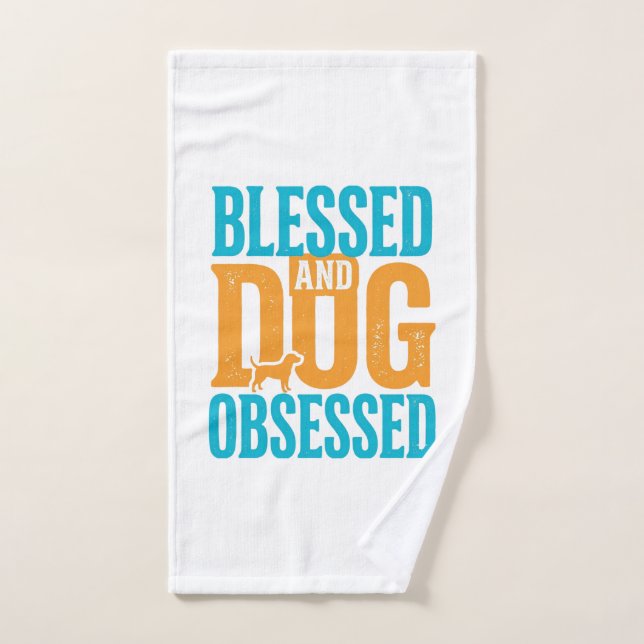 Bendito y obsesionado con perros Diseño vintage de (Toalla de mano)