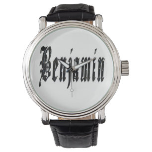 Benjamin, Nombre, Logotipo, Gran Reloj de Cuero Ne