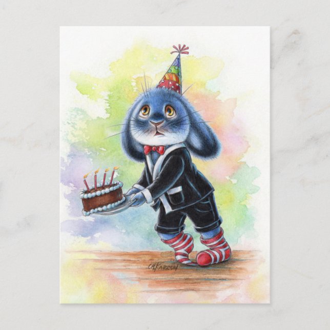 Benny Blue - Tarjeta postal de pastel de cumpleaño (Anverso)