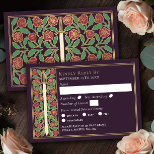Berbiquí Floral Medieval Berenjena Dorada RSVP de