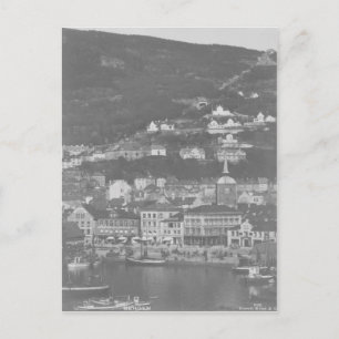 Bergen, postal antigua de Noruega