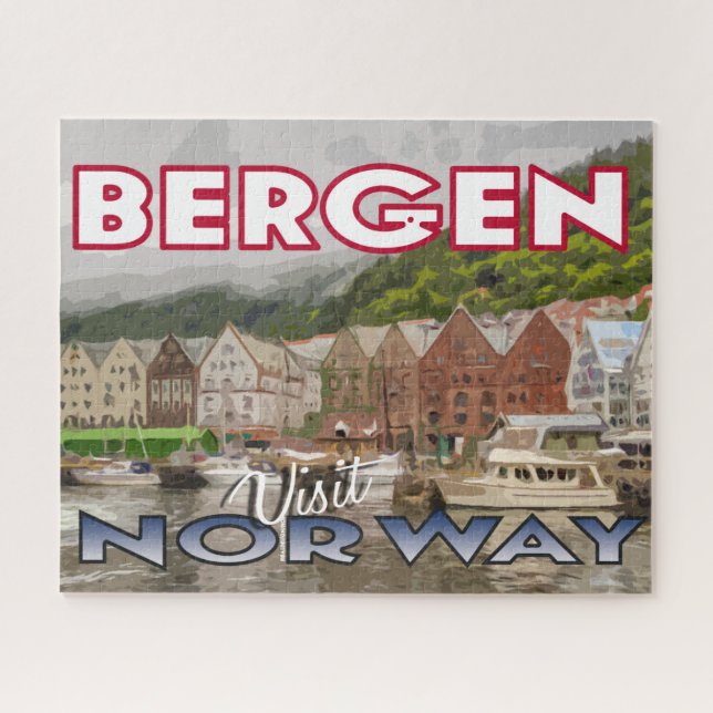 Bergen, visita el rompecabezas de Noruega (Horizontal)