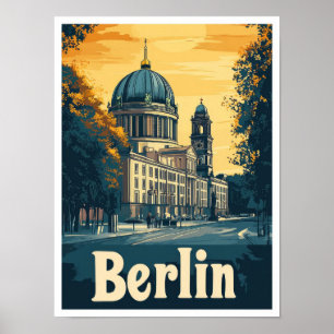 Berlín Alemania Ilustracion de Viajes de Arte Vint