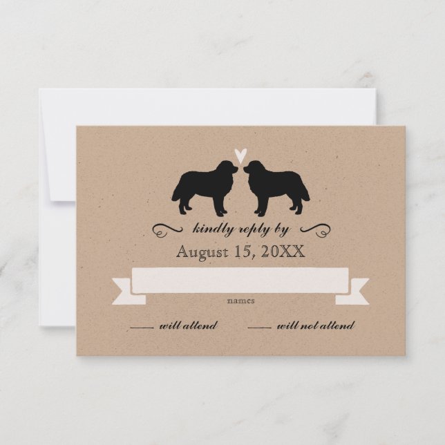 Bernese Mountain Dog Silhouettes Wedding RSVP (Anverso)