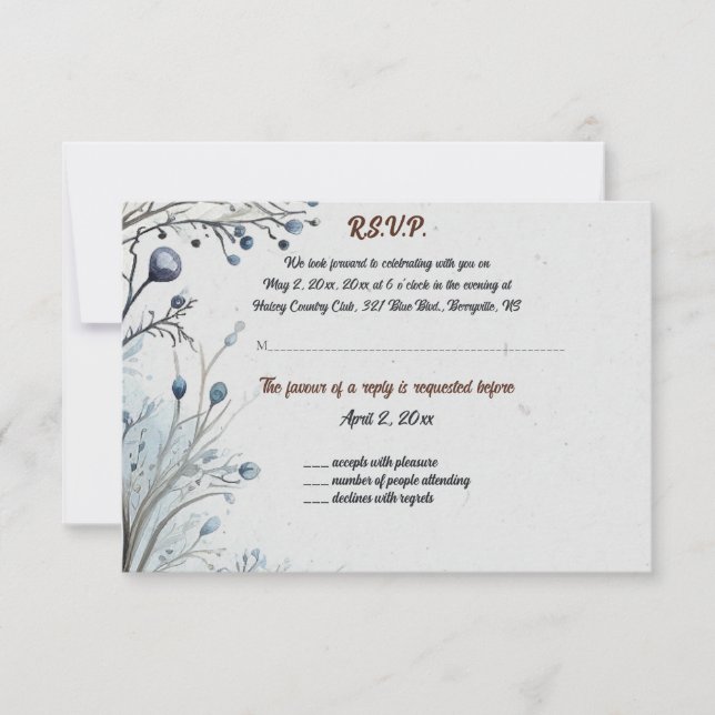 Berries editables en tarjeta de respuesta azul (Anverso)