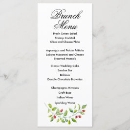 Berries rosas y menú Boda de follaje verde