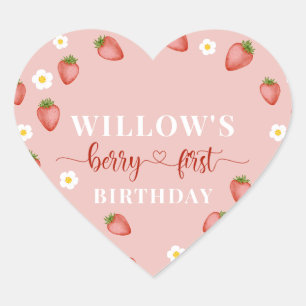 Berry 1.ᵉʳ cumpleaños Pegatinas con temas de fresa