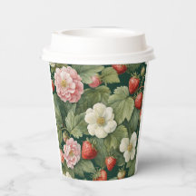 "Berry enamorada" Floral y Vaso de Papel de Fresa