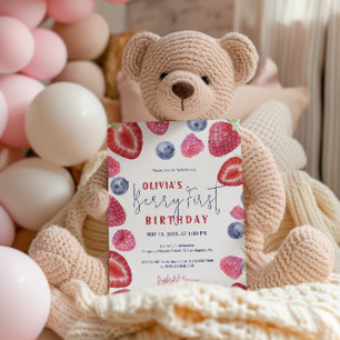 Berry First Birthday Berries Party Invitación