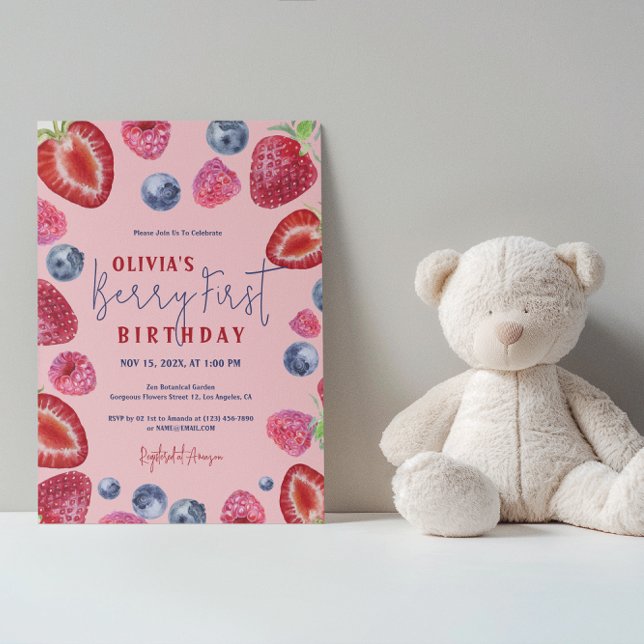 Berry First Birthday Berries Party Invitación (Subido por el creador)