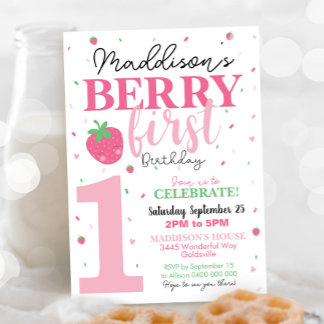 Berry First Birthday Invitación a primer cumpleaño