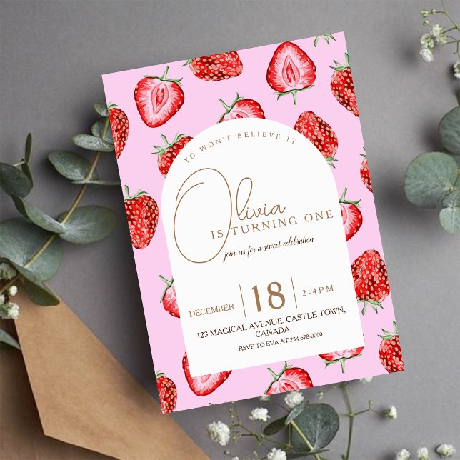 Berry First Birthday Invitación Watercolor (Subido por el creador)