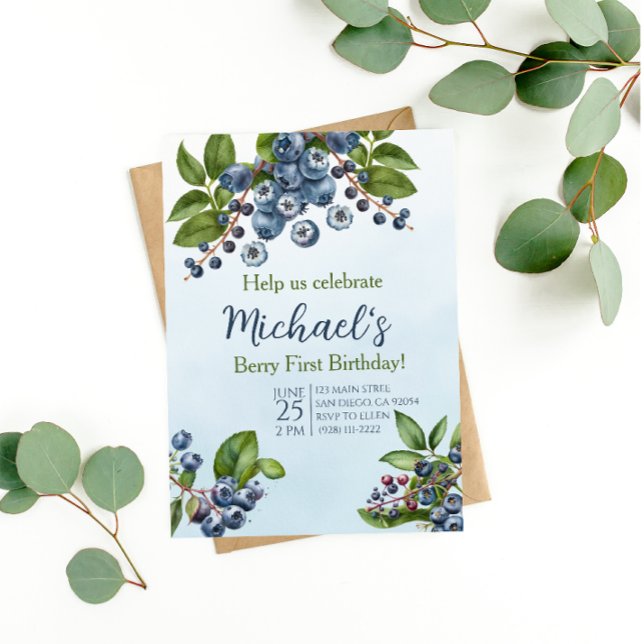 Berry First blueberry verano invitación al cumplea (Subido por el creador)