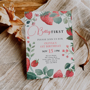 Berry First Floral 1er cumpleaños Invitación