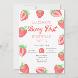 Berry First Strawberry 1er cumpleaños invitación