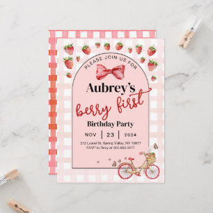 Berry First Strawberry 1er cumpleaños invitación