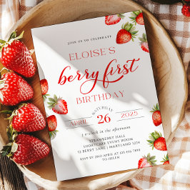 Berry First Strawberry First Birthday Invitación