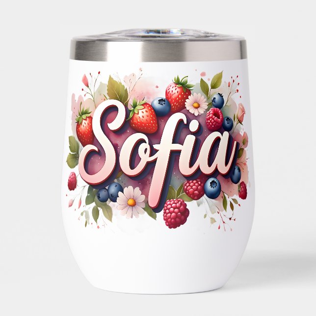 Berry Floral Tumbler personalizado - "Sofía" (Frente)