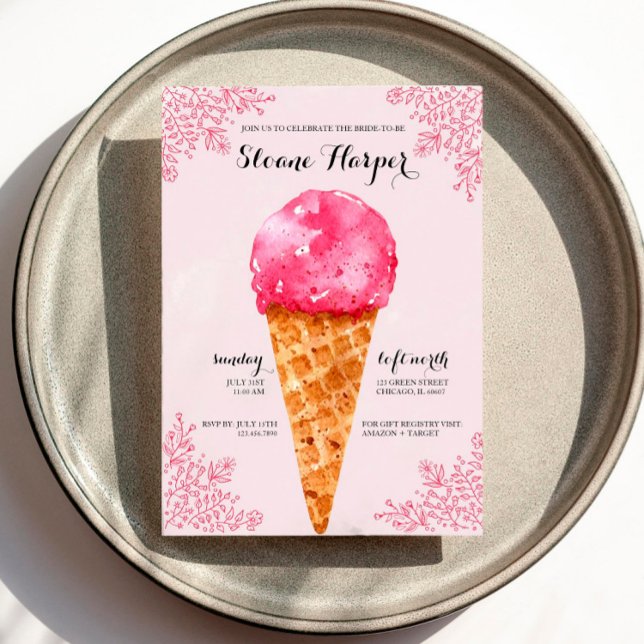 Berry Ice Cream Social Bridal Shower Invitación (Subido por el creador)