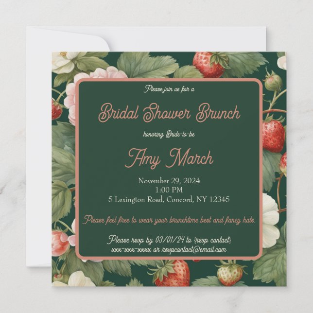 Berry in Love: Invitación a ducha de novias con fr (Anverso)