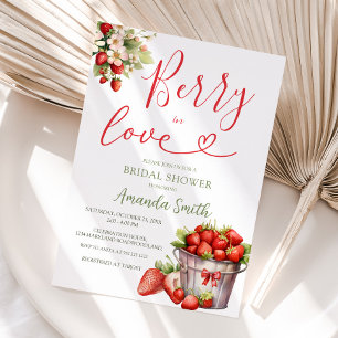 Berry In Love Strawberry Bridal Shower Invitación
