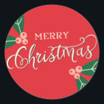 Berry Merry Christmas Gift Tag Pegatina<br><div class="desc">Nuestros pegatinas modernos y personalizados de moda pueden ser usados como sellos para sobres,  etiquetas de regalo,  pegatinas de favores,  etiquetas de artículos y más. Las posibilidades son infinitas,  así que adelante y úsalos creativamente. Disponible en otros colores. También se ofrecen colores personalizados bajo petición.</div>