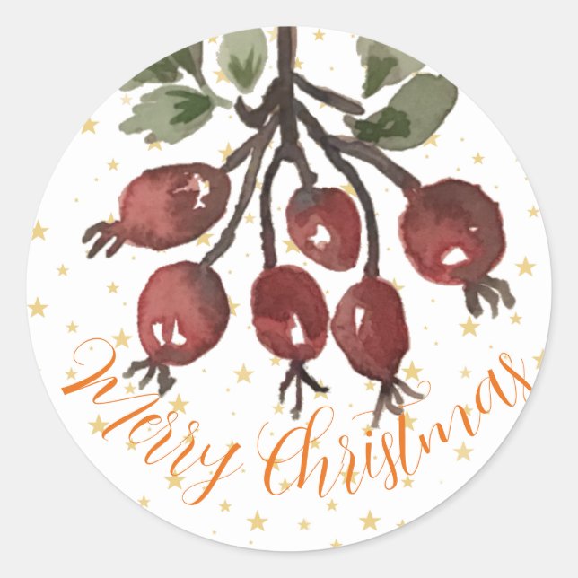 Berry Merry Christmas Pegatina (Anverso)
