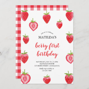 Berry Primer Chica de fresa Invitación al cumpleañ